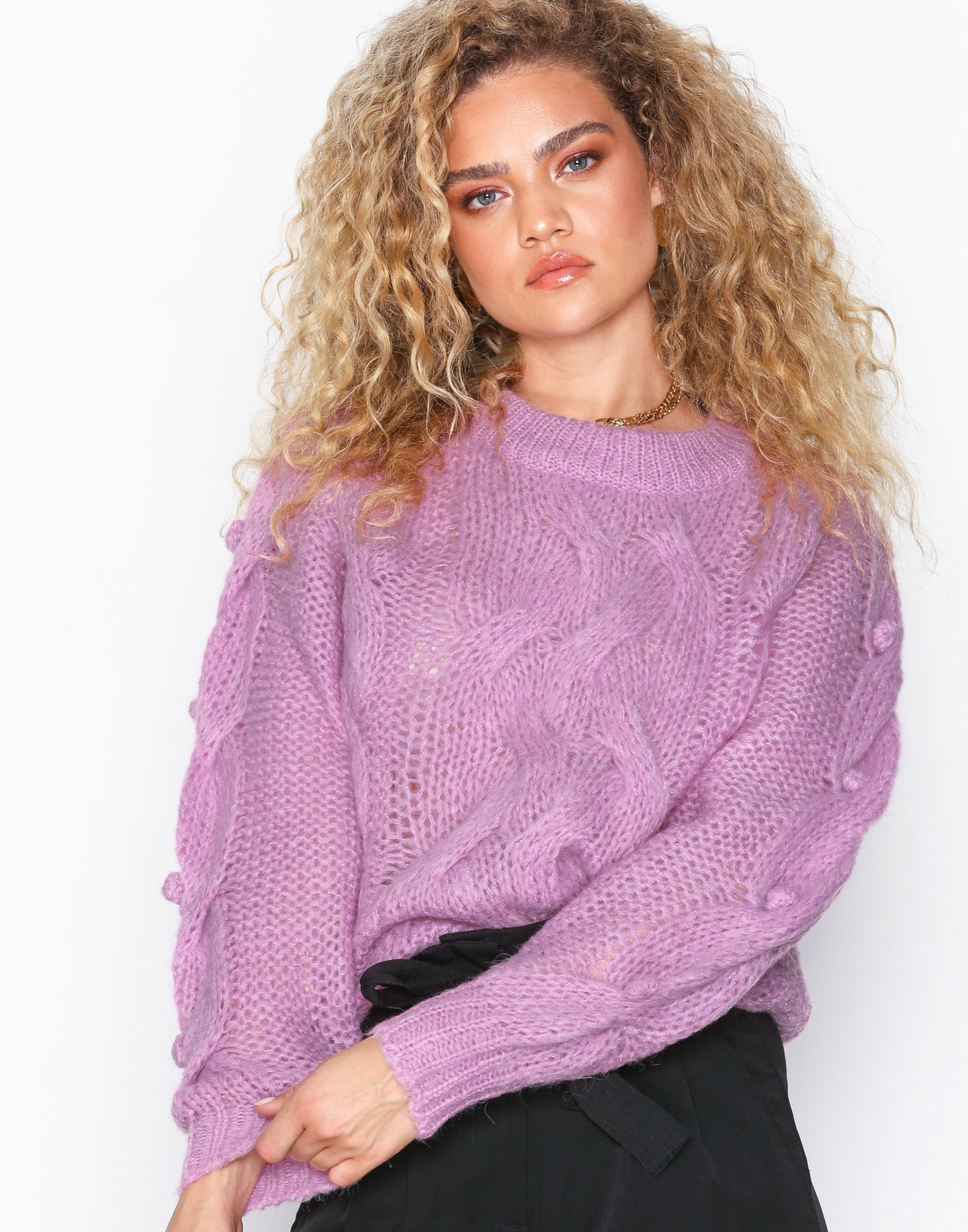 syrenlila stickad tröja