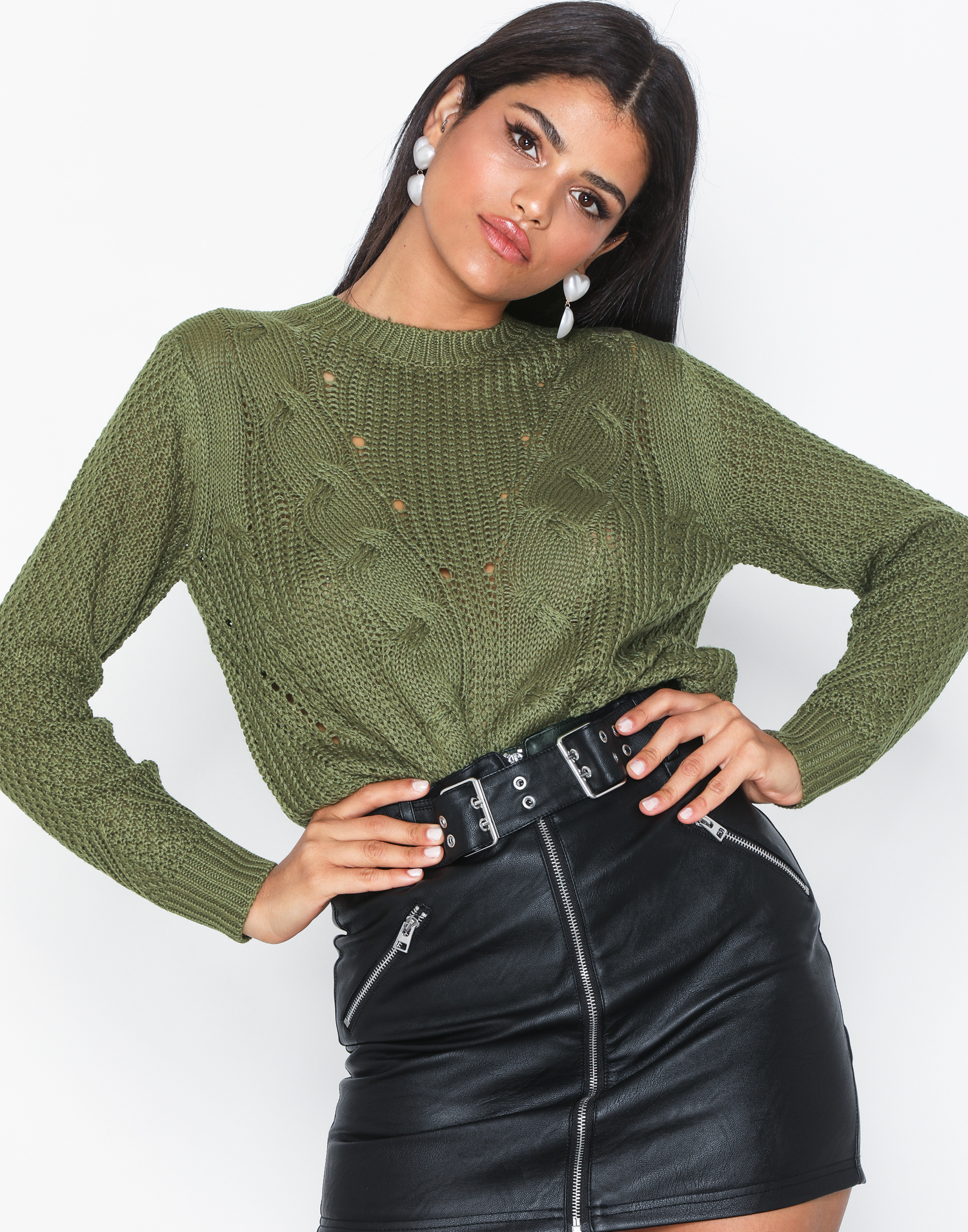 Militär grön stickad tröja